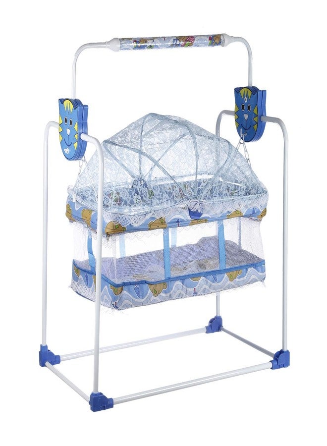 Maanit Baby Swing with Transparent Canopy for New Born Baby 0-9 Months (Blue) - Image 1